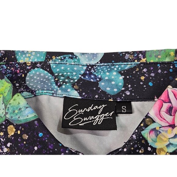 Sunday Swagger Cactus Floral Polo Shirt Men's Small Pattern AOP Performance Golf - Picture 5 of 10